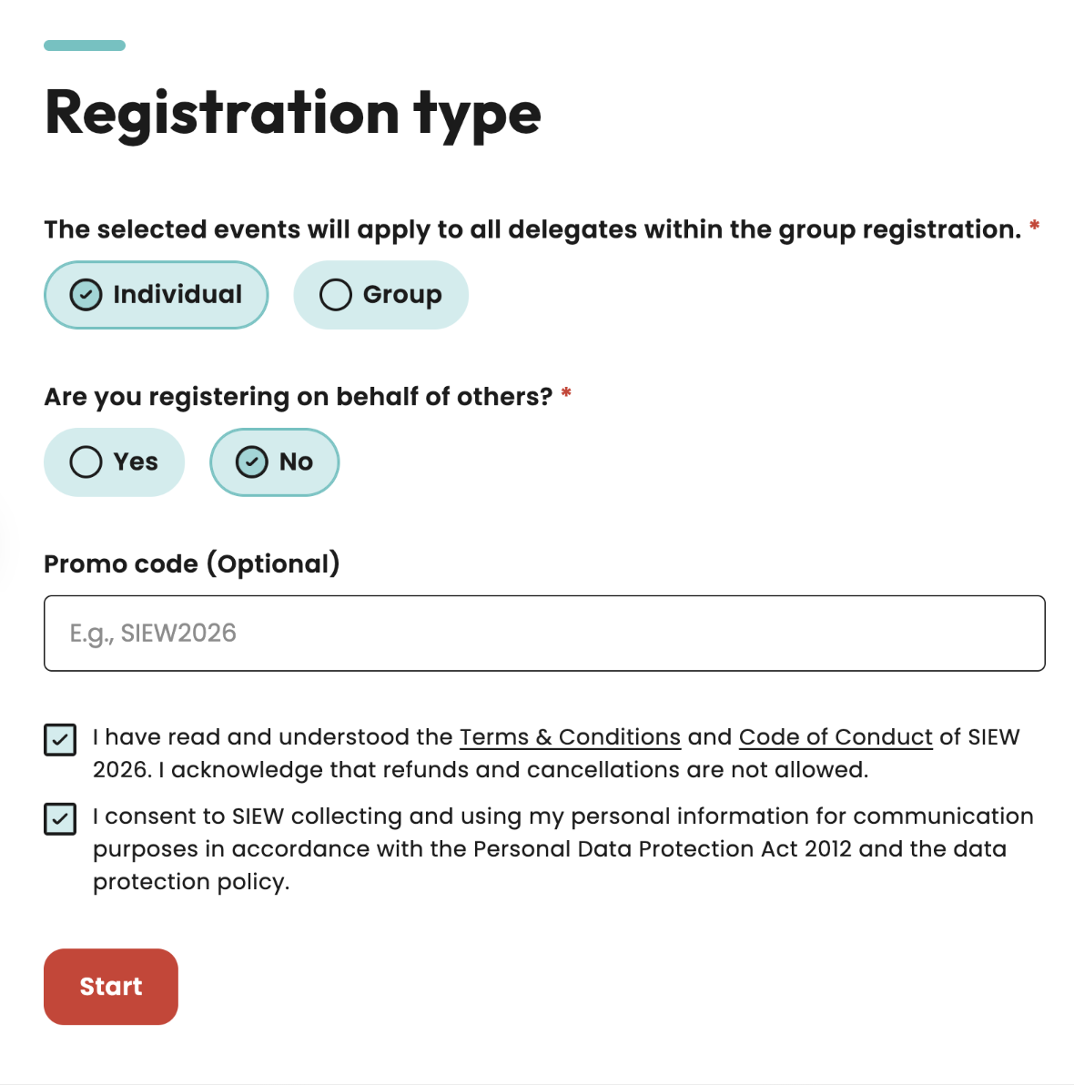 Registration screenshot